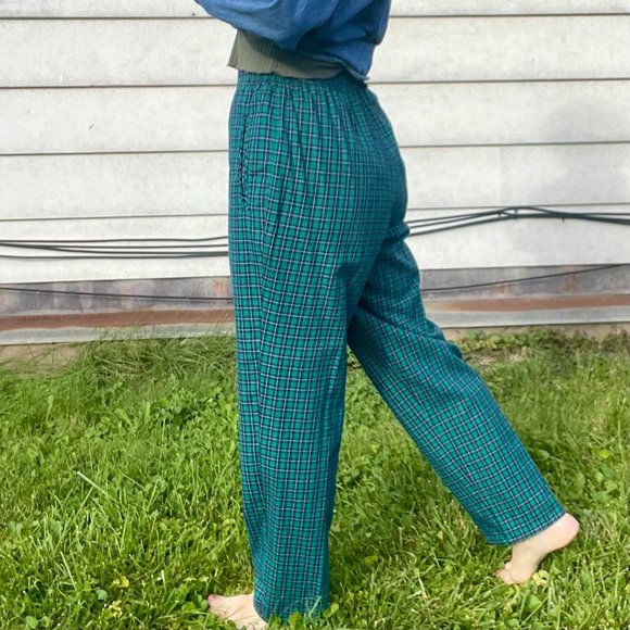 VINTAGE Plaid Cotton Blend Pants | Elastic Waistband | Koret Sport | A13 - Picture 3 of 7
